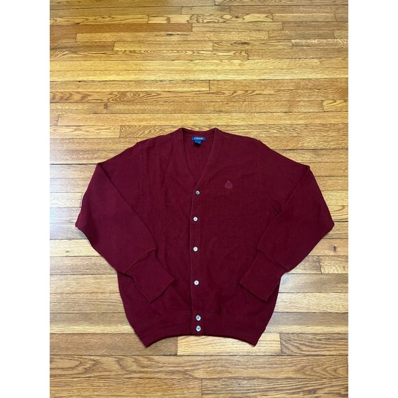 Izod Cardigan Sweater Men's Size Large Burgundy Red Vintage Grandpa - Picture 1 of 3